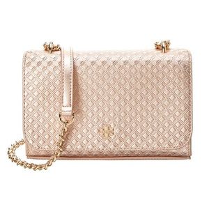 TORY BURCH ROSE GOLD METALLIC BAG